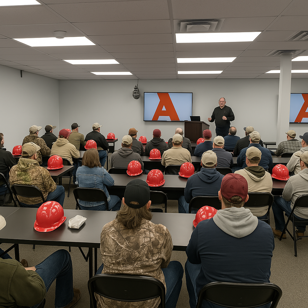Group photo near excavator